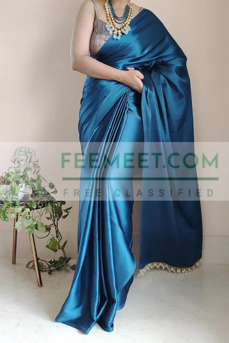 plain-satin-saree